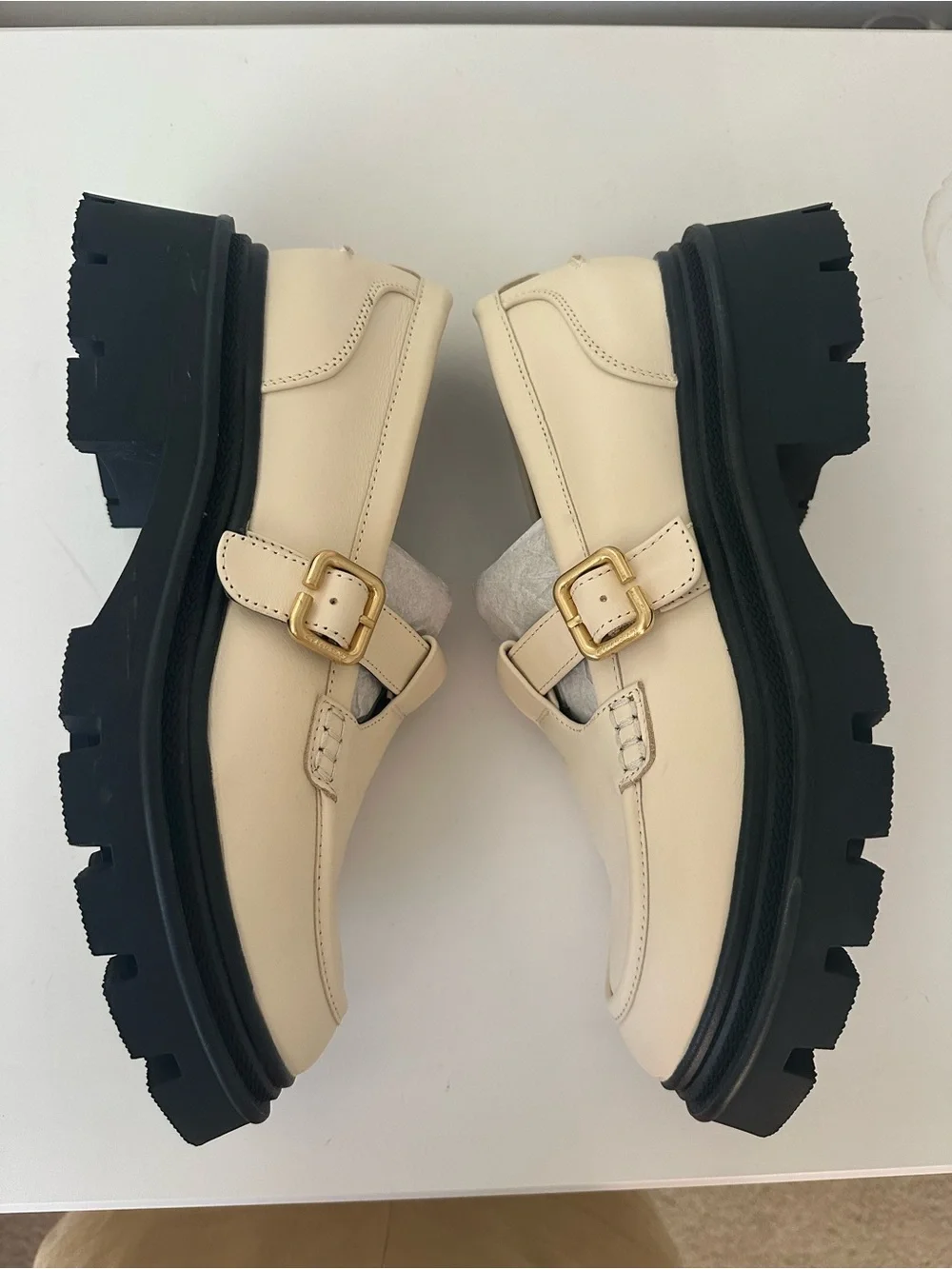 NIB Circus by Sam Edelman Payson Cream Leather Lug Sole Loafer